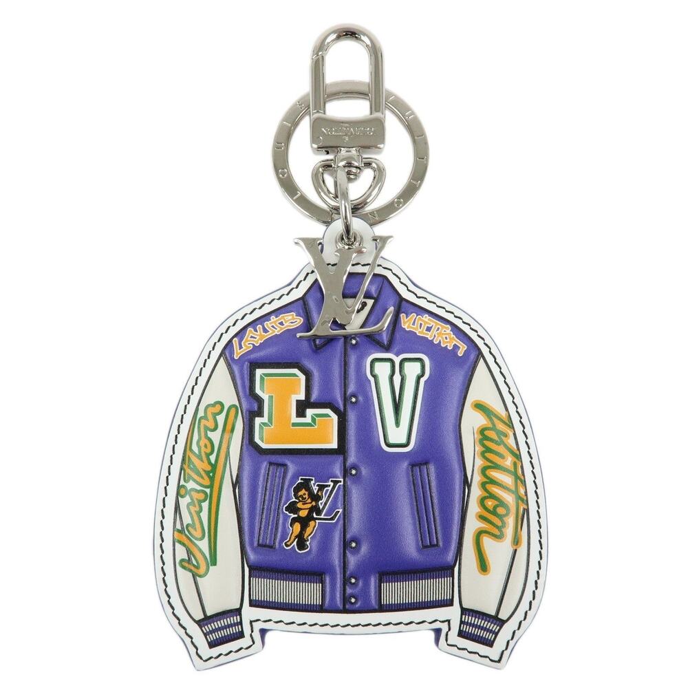 Louis Vuitton Porte Cles LV Varsity Jacket Calfskin Bag Charm Purple